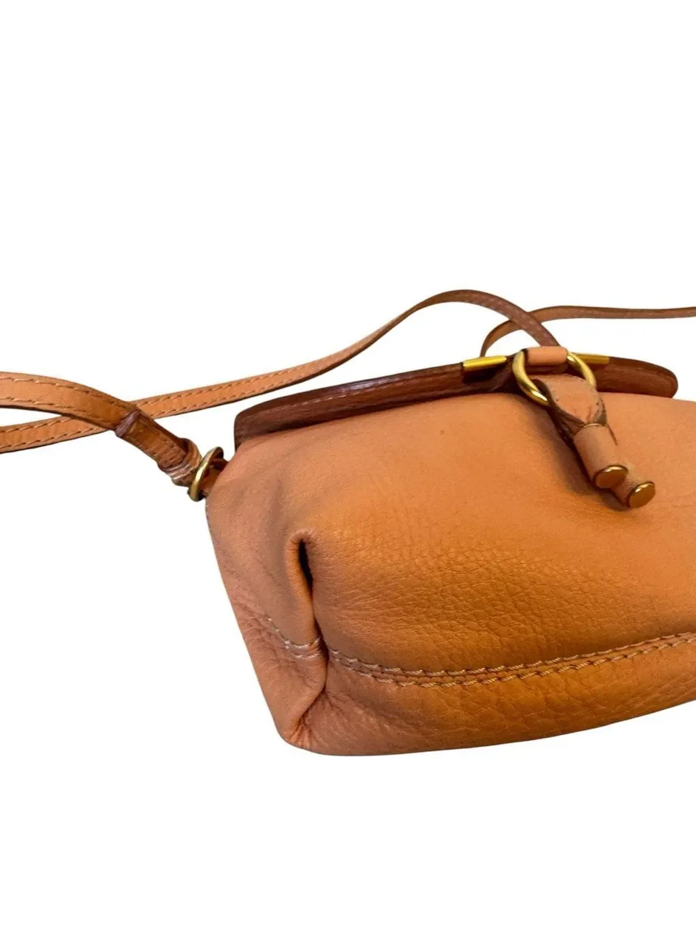 Chloe Apricot Pink Tan Brown  Leather Mini Marcie Crossbody Pouchette Bag Auth